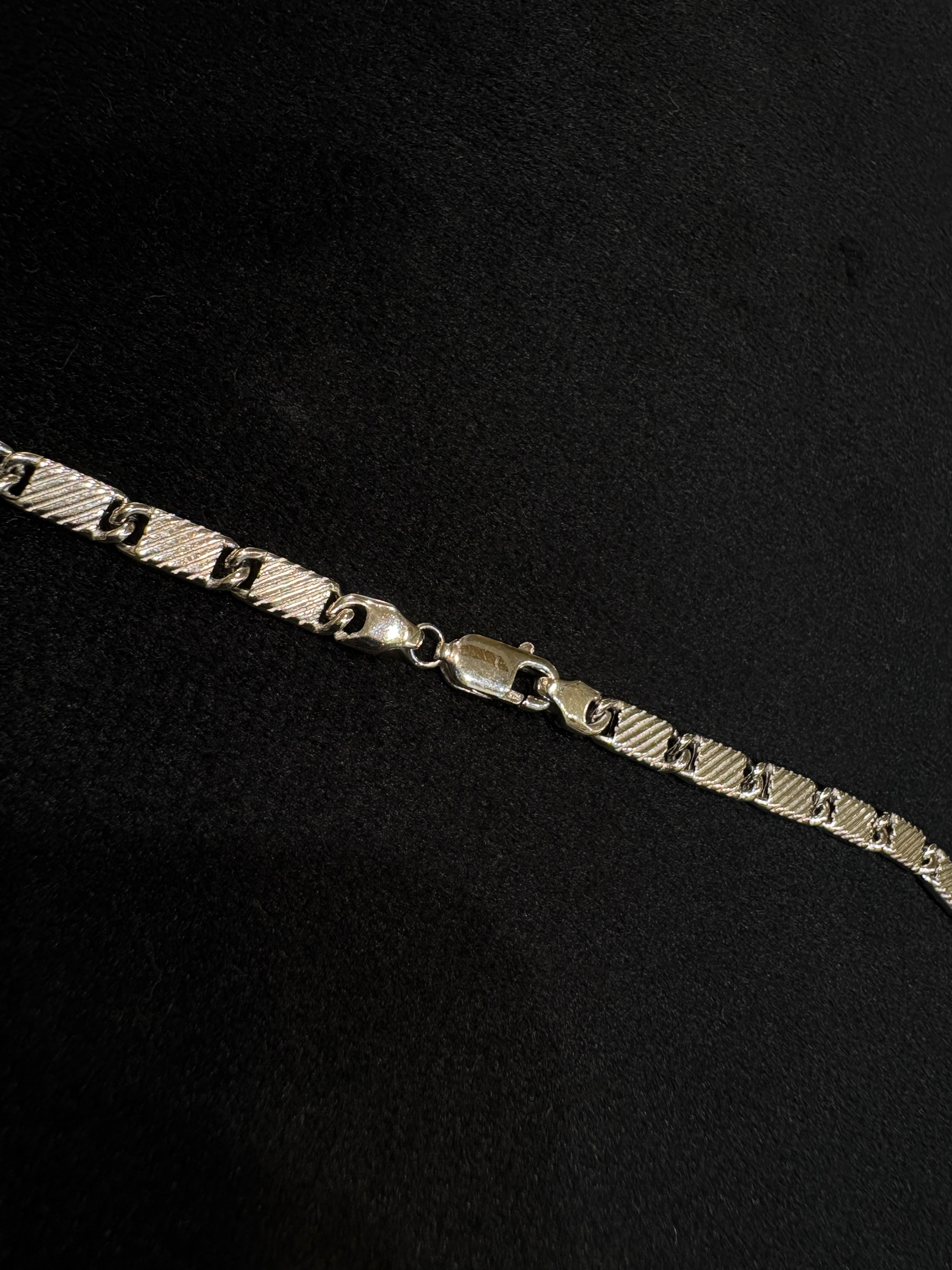 Men’s Silver Chain -Textured Rectangle Link | 925 Silver Jewellery for Men