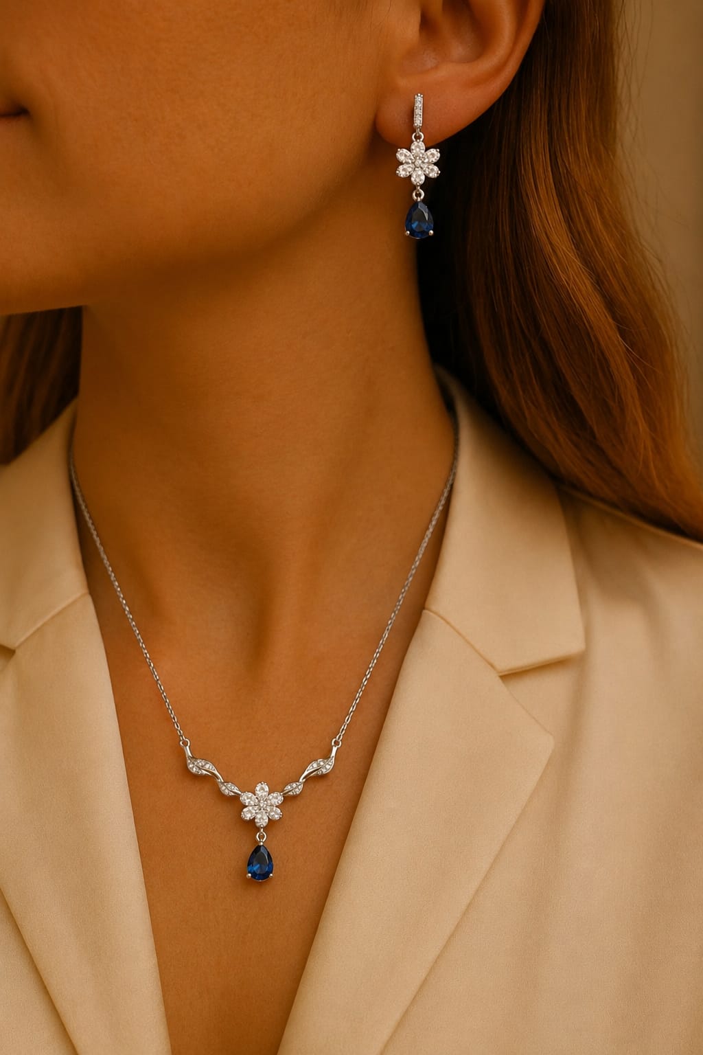 Celestia Blue Silver Pendant Set ✨