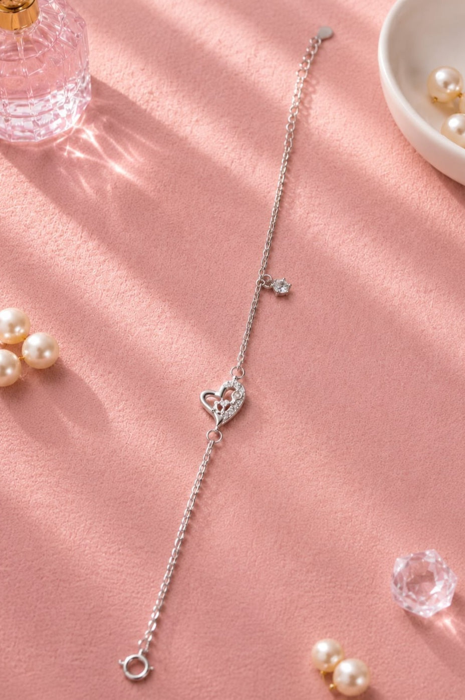 Silver Crystal Love Bracelet