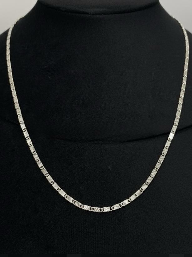 Men’s Silver Chain -Textured Rectangle Link | 925 Silver Jewellery for Men