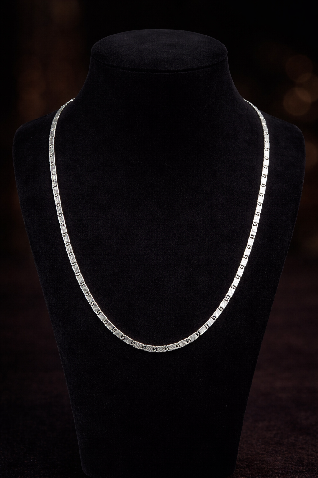 Men’s Silver Chain -Textured Rectangle Link | 925 Silver Jewellery for Men