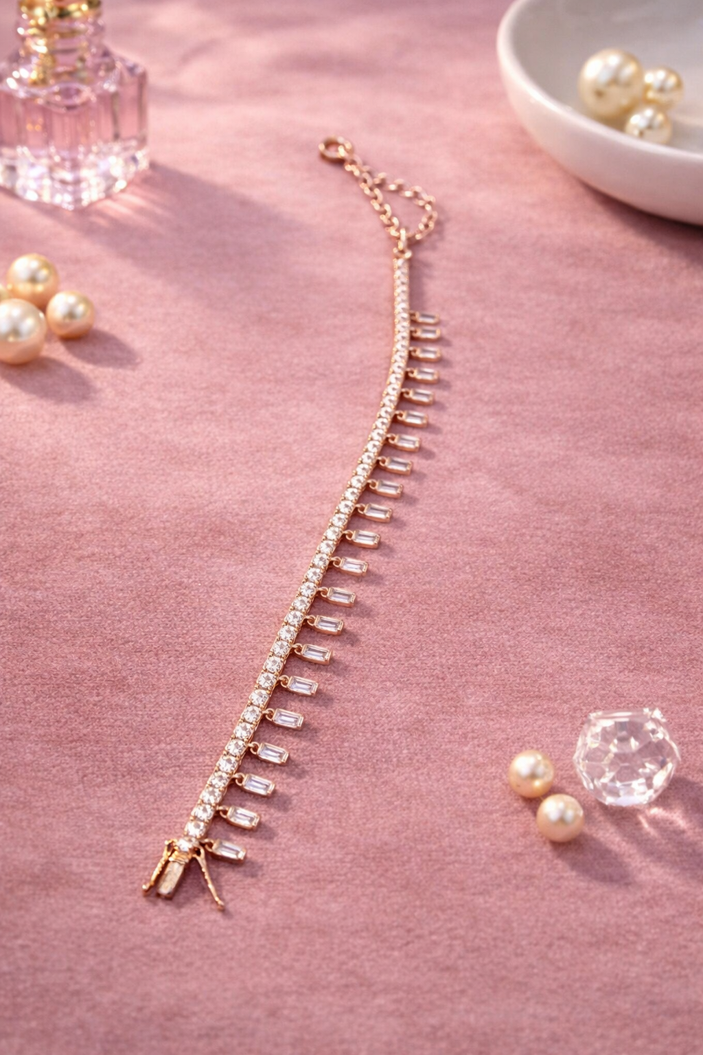 Rose Baguette Drop Bracelet