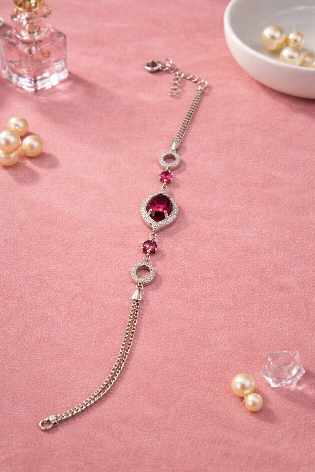 Ruby Loop Charm Bracelet