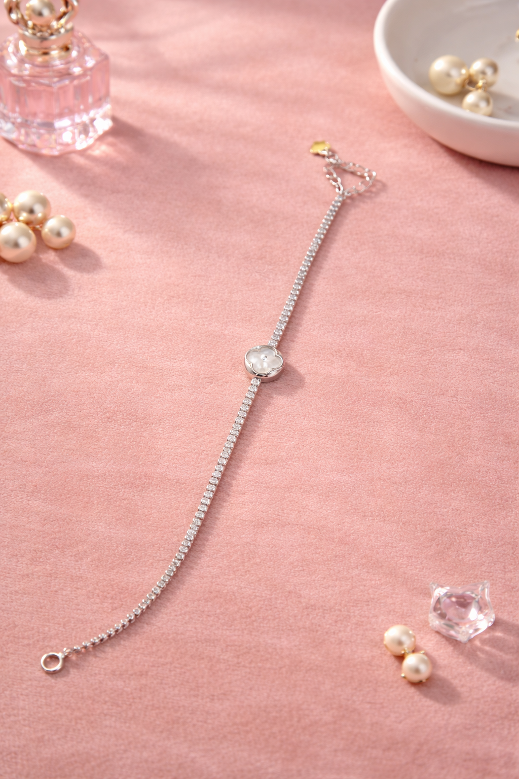 Ivory Bloom Silver Bracelet