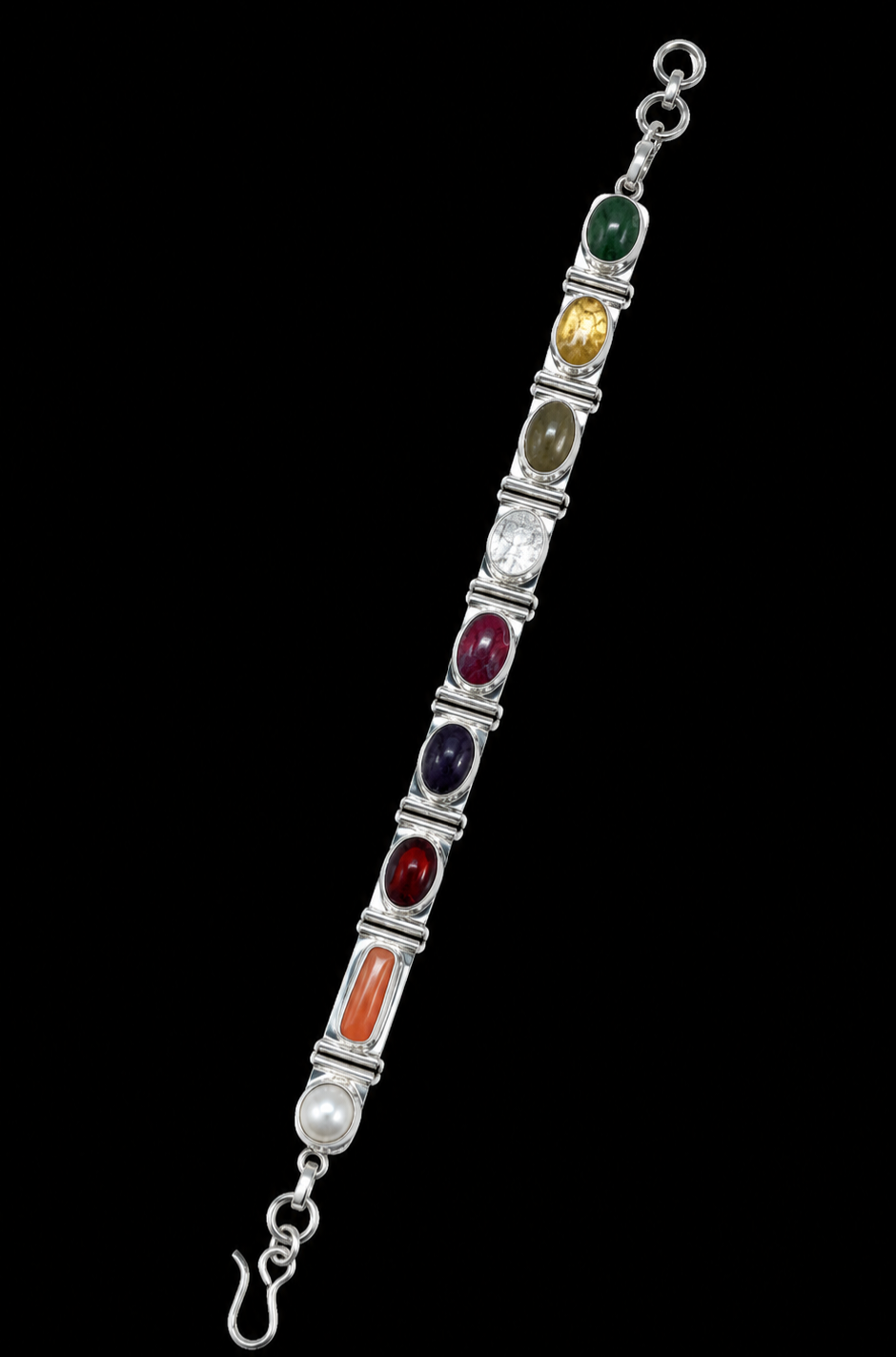 Navratna Royale Silver Bracelet