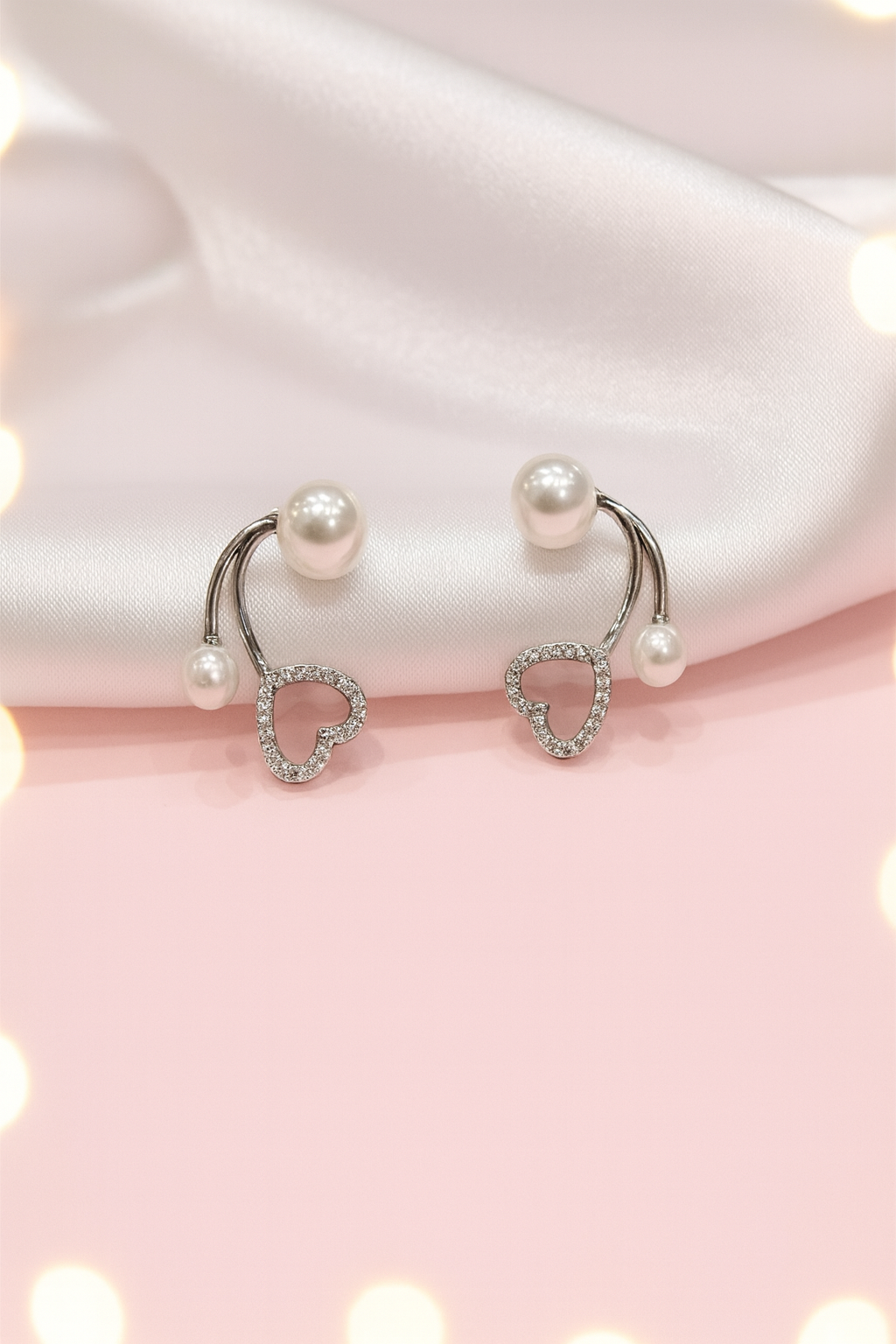 “Elegant Heart Curve Pearl Tops”