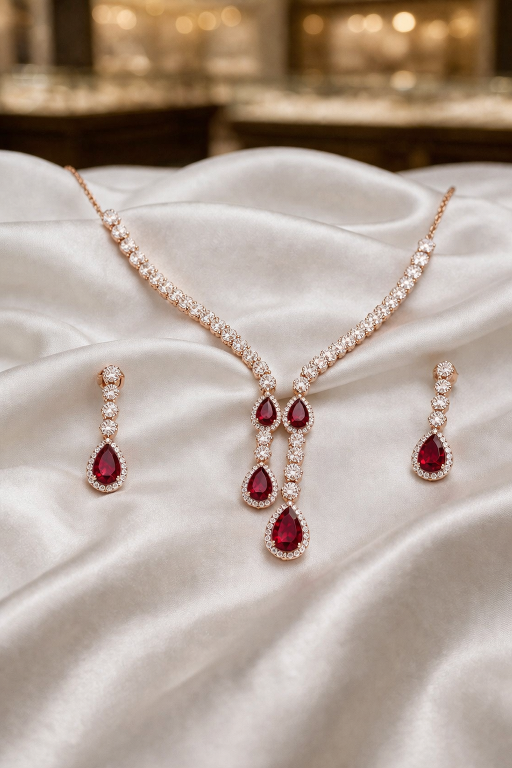 Rose Gold Ruby Elegance Set