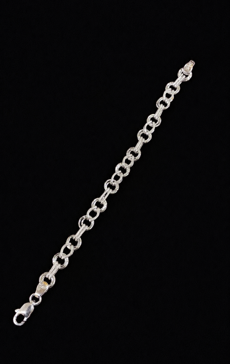 Men’s Silver Double Ring Link Bracelet