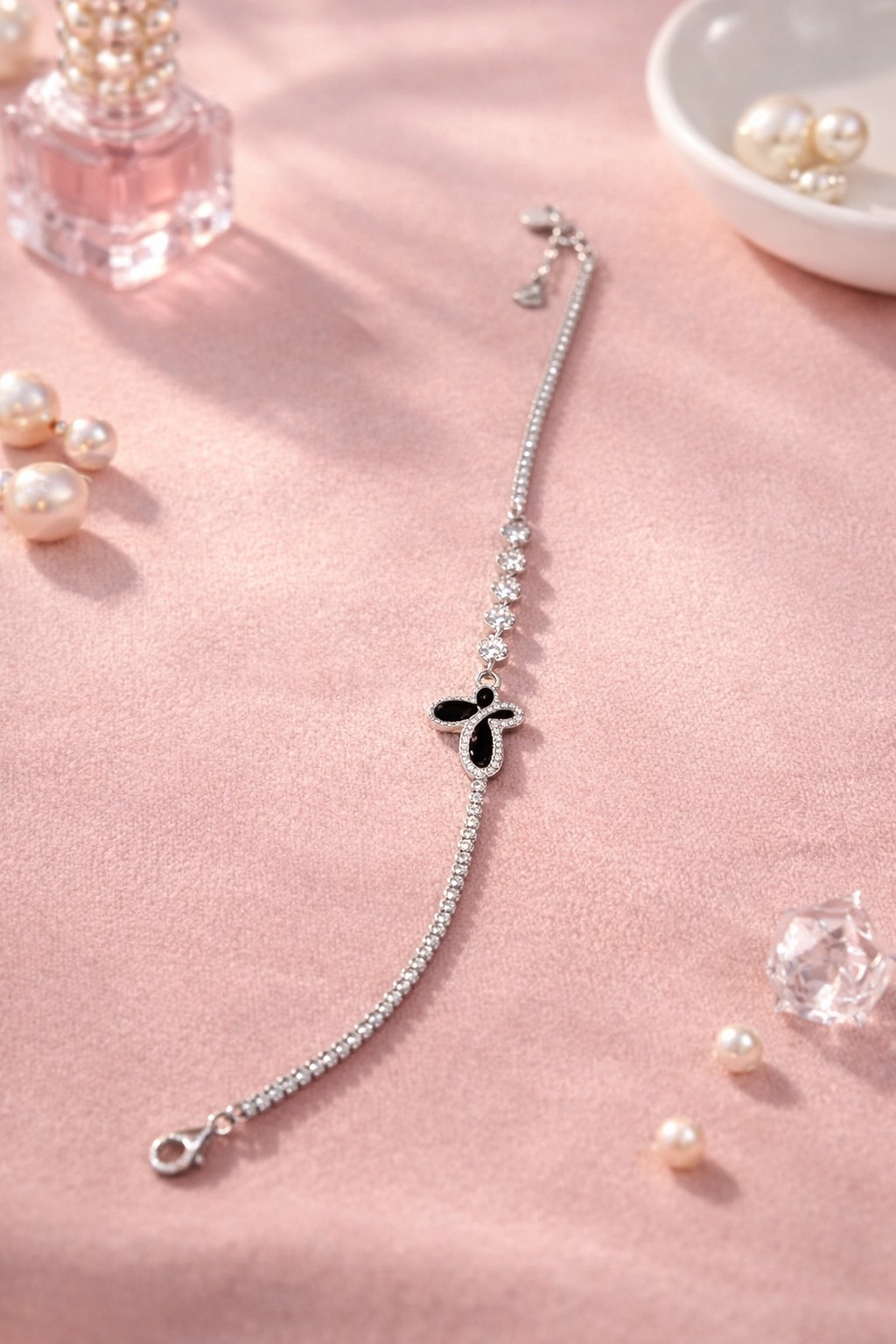 Midnight Bloom Silver Bracelet